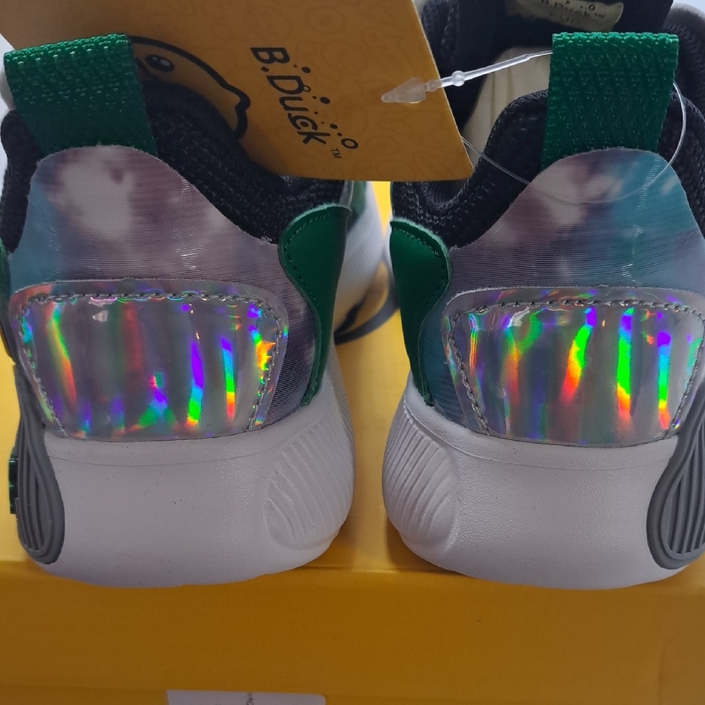 Kids' Holographic Sneakers with Green Accents - Picture 9 of 14